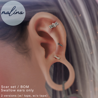 Second Life Marketplace - Malina - Scar set / Swallow ears / BOM